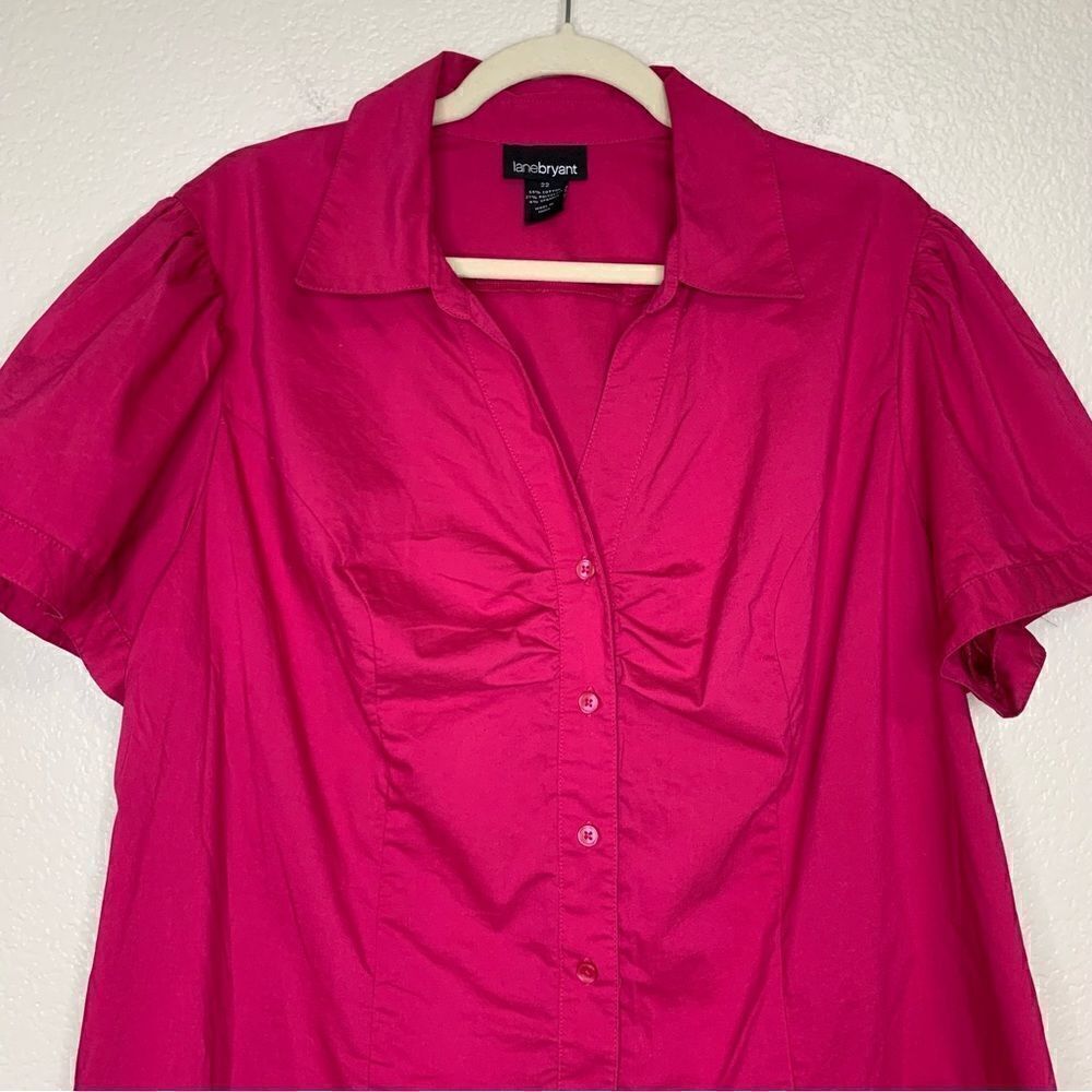 Lane Bryant Pink Short Sleeves Button Down Shirt, Size 22 - Picture 2 of 11